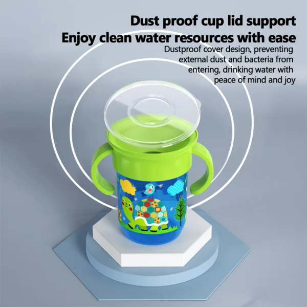 360 degrees 6-36 baby drinking magic water cup with handle upside down no leakage and anti-fall, with dustproof cover, anti-chok - Image 13