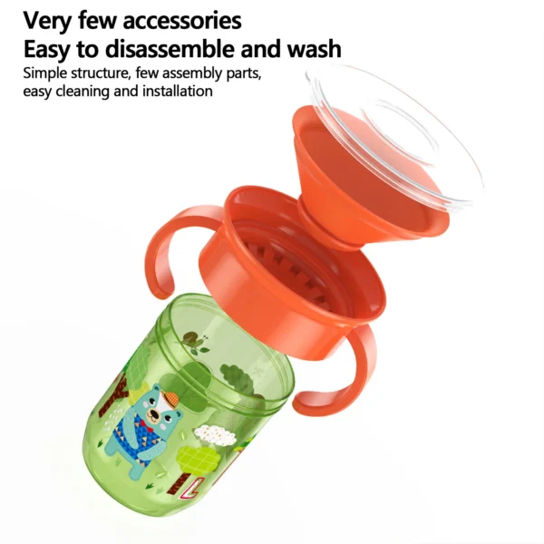 360 degrees 6-36 baby drinking magic water cup with handle upside down no leakage and anti-fall, with dustproof cover, anti-chok - Image 9