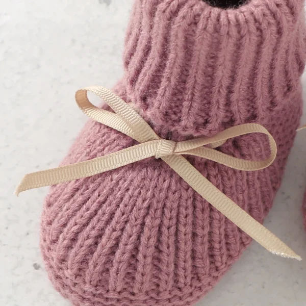 Baby Shoes + Gloves Set Knit Newborn Girls Boys Boots Mitten Fashion Butterfly-knot Toddler Infant Slip-On Bed Shoes Hand Made - Image 5