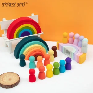 TYRY.HU New Rainbow Silicone Building Block Baby Silicone Teether BPA Free Soft Silicone Block Educational Toys Baby Gifts