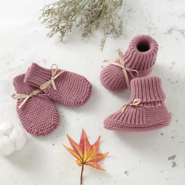 Baby Shoes + Gloves Set Knit Newborn Girls Boys Boots Mitten Fashion Butterfly-knot Toddler Infant Slip-On Bed Shoes Hand Made - Image 2