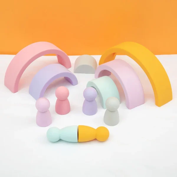 TYRY.HU New Rainbow Silicone Building Block Baby Silicone Teether BPA Free Soft Silicone Block Educational Toys Baby Gifts - Image 2