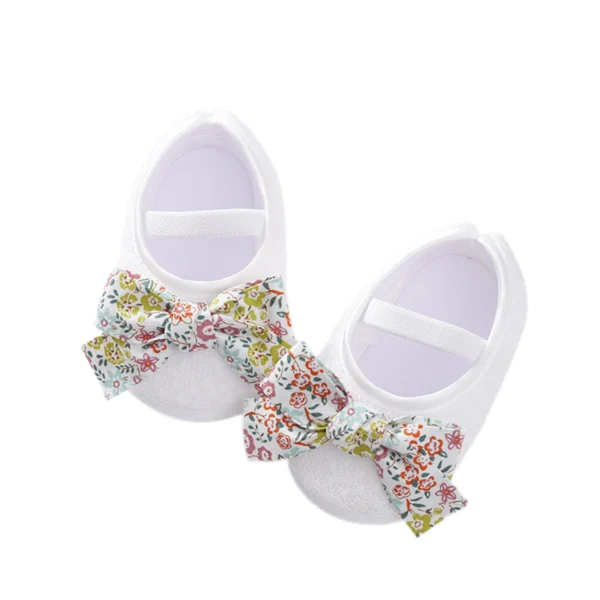 Newborn Toddler Baby Girls Flat Shoes, Soft Sole Bowknot Elastic Band Non-slip Indoor Outdoor Toddler Shoes - Image 3