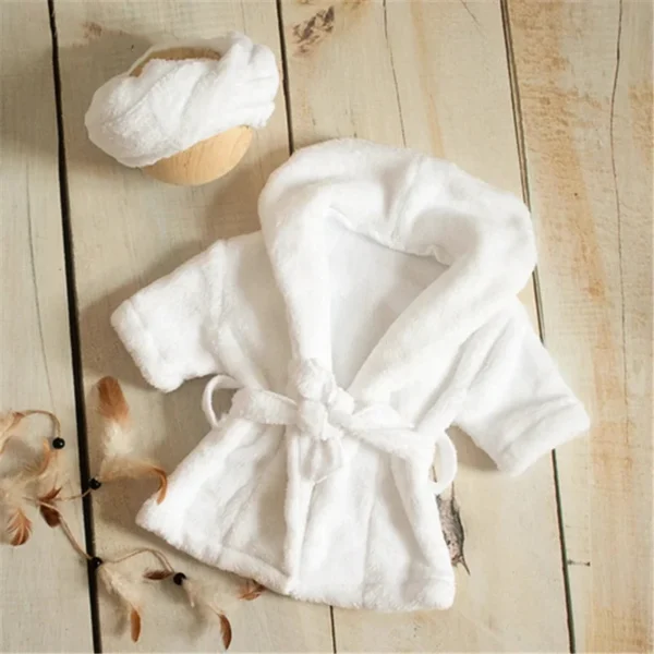 New Born Baby Girl Clothes Newborn Photography Outfit Fotografia Acessorios Baby Photo Props Bathrobe with Belt Bath Towel Set - Image 6