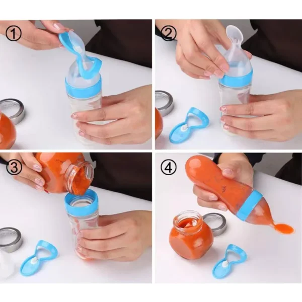 Squeezed silicone food spoon, made of soft material that won't harm babies, is a magical tool for feeding baby food - Image 4