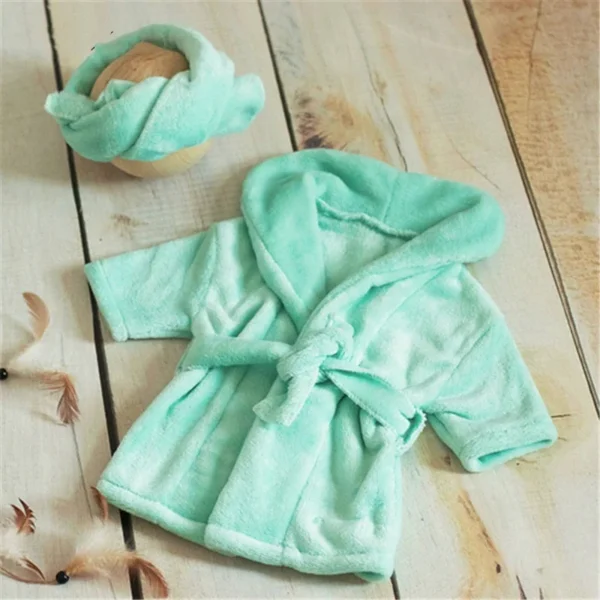 New Born Baby Girl Clothes Newborn Photography Outfit Fotografia Acessorios Baby Photo Props Bathrobe with Belt Bath Towel Set - Image 3