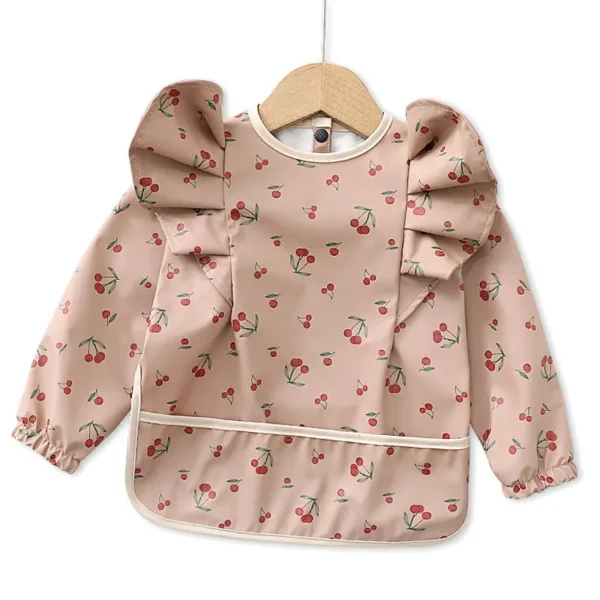 Baby Soft Waterproof Bib Little Boy Girl Painting Smock Child Meal Eating Apron with Long Sleeves Kid Adjustable Feeding Bibs - Image 4