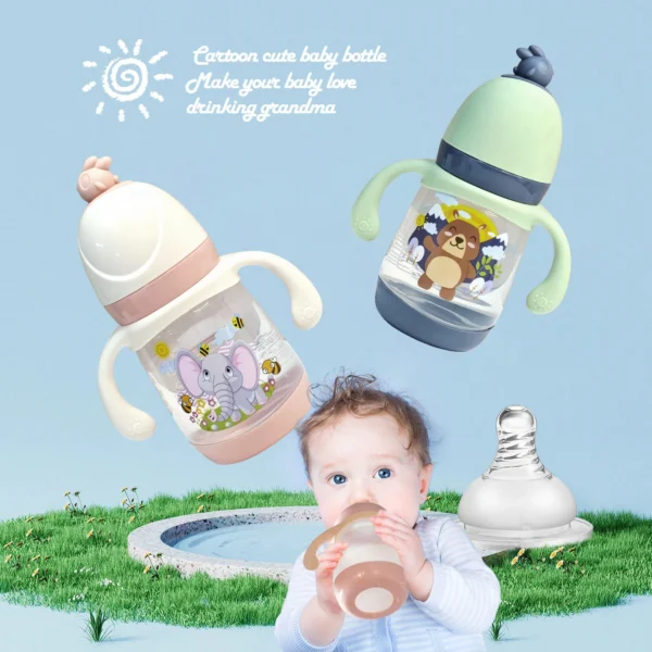 240ml newborn cartoon bottle, BPA-free, cartoon shape baby PP bottle, drop-proof and leak-proof baby feeding bottle - Image 9