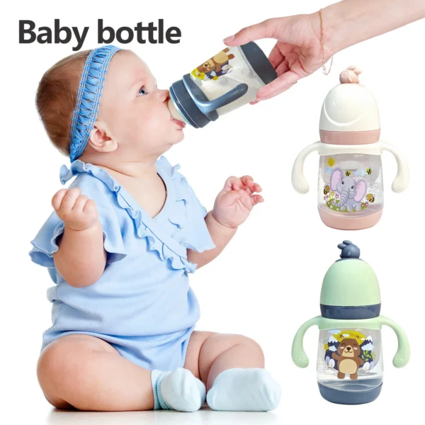 240ml newborn cartoon bottle, BPA-free, cartoon shape baby PP bottle, drop-proof and leak-proof baby feeding bottle - Image 11