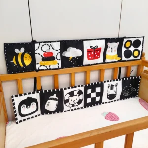 Black, white, red bed fence book, early education enlightenment book, soft pack, baby bedside toy, cannot tear baby cloth book