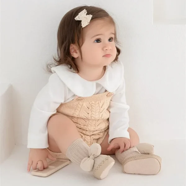 Autumn Baby Bow Middle Tube Socks Shoe Girls Princess Anti Slip Floor Shoes Soft Soled Children Toddler Shoes Kids First Walkers - Image 3