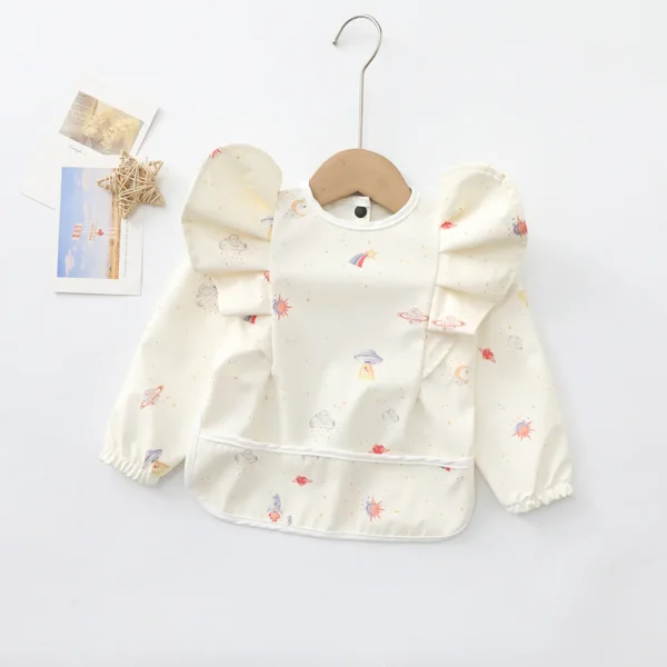 Baby Soft Waterproof Bib Little Boy Girl Painting Smock Child Meal Eating Apron with Long Sleeves Kid Adjustable Feeding Bibs - Image 6