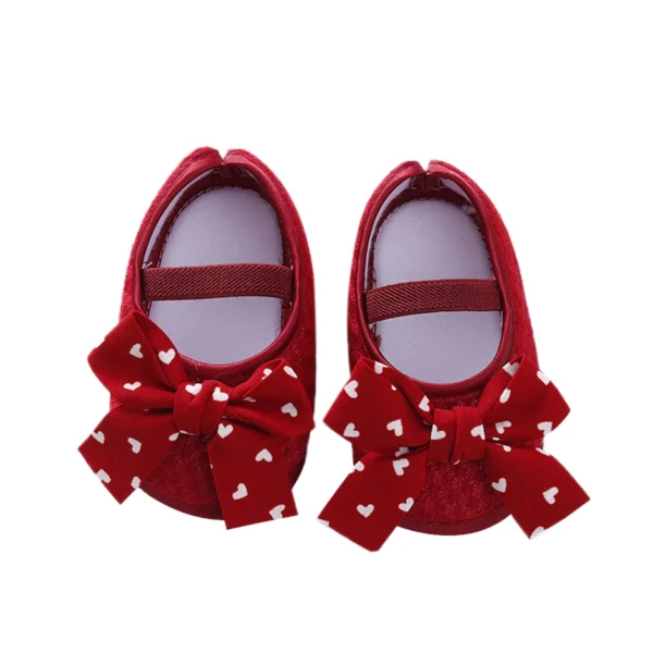 Newborn Toddler Baby Girls Flat Shoes, Soft Sole Bowknot Elastic Band Non-slip Indoor Outdoor Toddler Shoes - Image 4