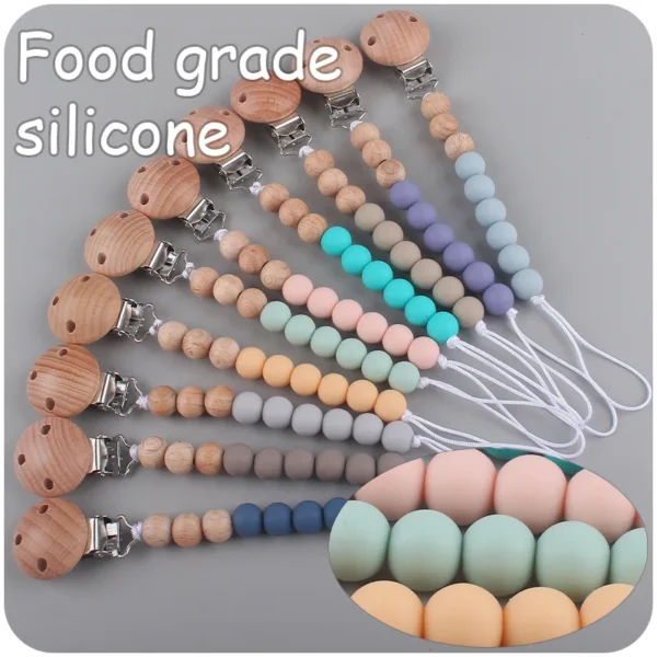 Baby Anti-drop Chain Pacifier Clips Silicone Beads Infant Nipple Appease Soother Chain Clips Dummy Holder Nipple Clip - Image 3