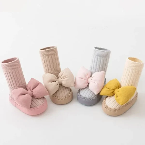 Autumn Baby Bow Middle Tube Socks Shoe Girls Princess Anti Slip Floor Shoes Soft Soled Children Toddler Shoes Kids First Walkers - Image 4