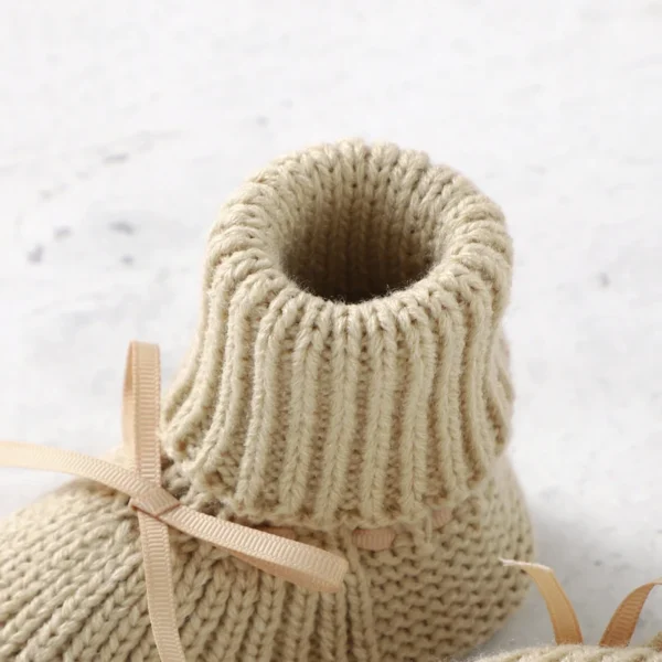 Newborn Baby Shoes Knitted Infant Girls Boys Boots Cute Butterfly-knot Toddler Walk Bed Shoes Warm 0-18M Accessories Hats Gloves - Image 2