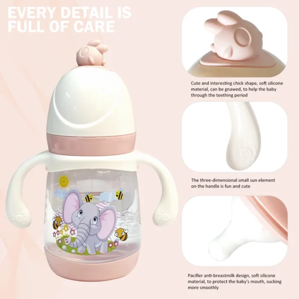 240ml newborn cartoon bottle, BPA-free, cartoon shape baby PP bottle, drop-proof and leak-proof baby feeding bottle - Image 7