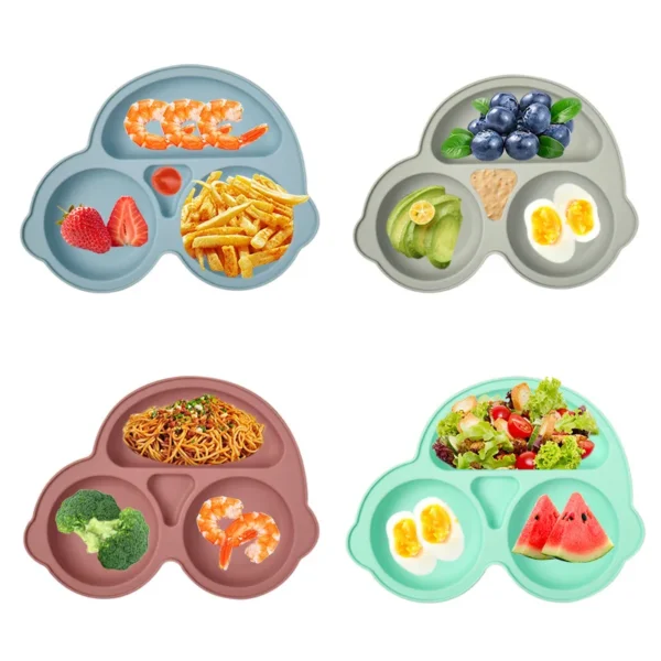 Baby Safe Silicone Dining Plate Suction Cartoon Children Dishes Feeding Toddler Training Tableware Retro Kids Smile Face Bowl - Image 4