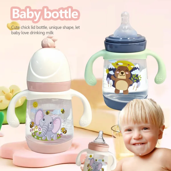 240ml newborn cartoon bottle, BPA-free, cartoon shape baby PP bottle, drop-proof and leak-proof baby feeding bottle - Image 3