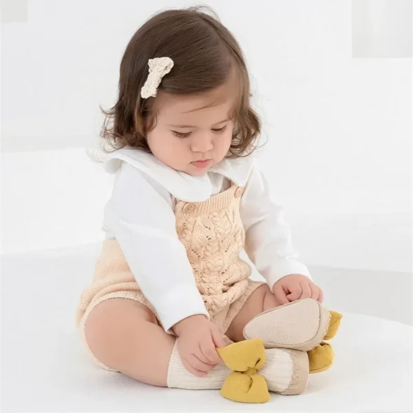 Autumn Baby Bow Middle Tube Socks Shoe Girls Princess Anti Slip Floor Shoes Soft Soled Children Toddler Shoes Kids First Walkers - Image 2