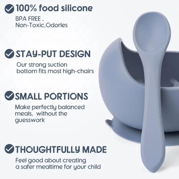2PC Silicone Sucker Bowl Feeding Tableware for Infant and Young Training Learning To Eat Bowls and Baby Supplementary Food Bowls - Image 2