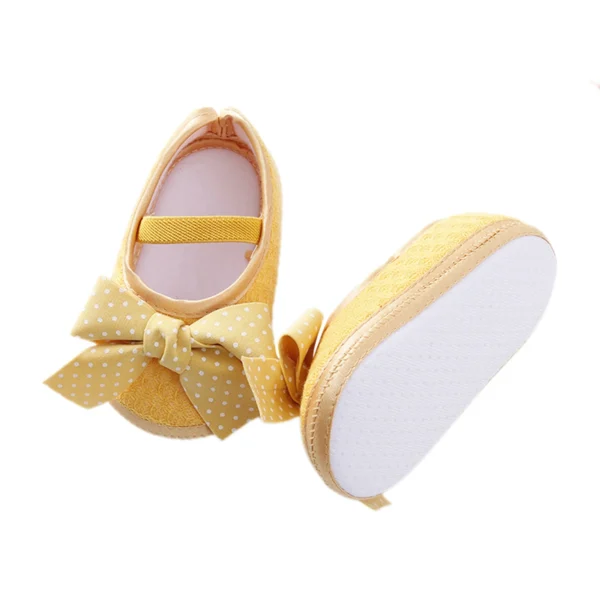 Newborn Toddler Baby Girls Flat Shoes, Soft Sole Bowknot Elastic Band Non-slip Indoor Outdoor Toddler Shoes - Image 2