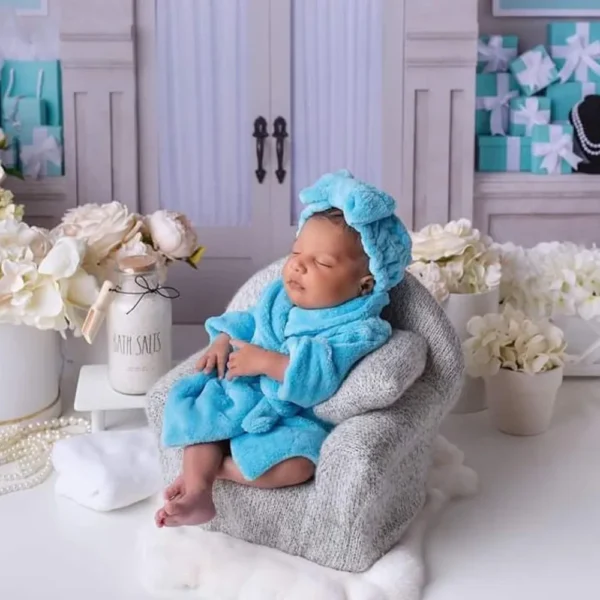 New Born Baby Girl Clothes Newborn Photography Outfit Fotografia Acessorios Baby Photo Props Bathrobe with Belt Bath Towel Set - Image 2